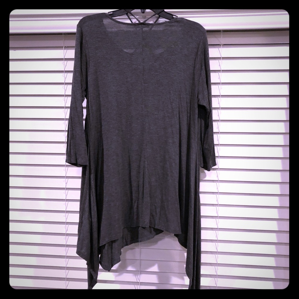 Grey cross cross tunic top